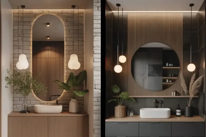 Full home interior, bathroom vanity with laminate finish